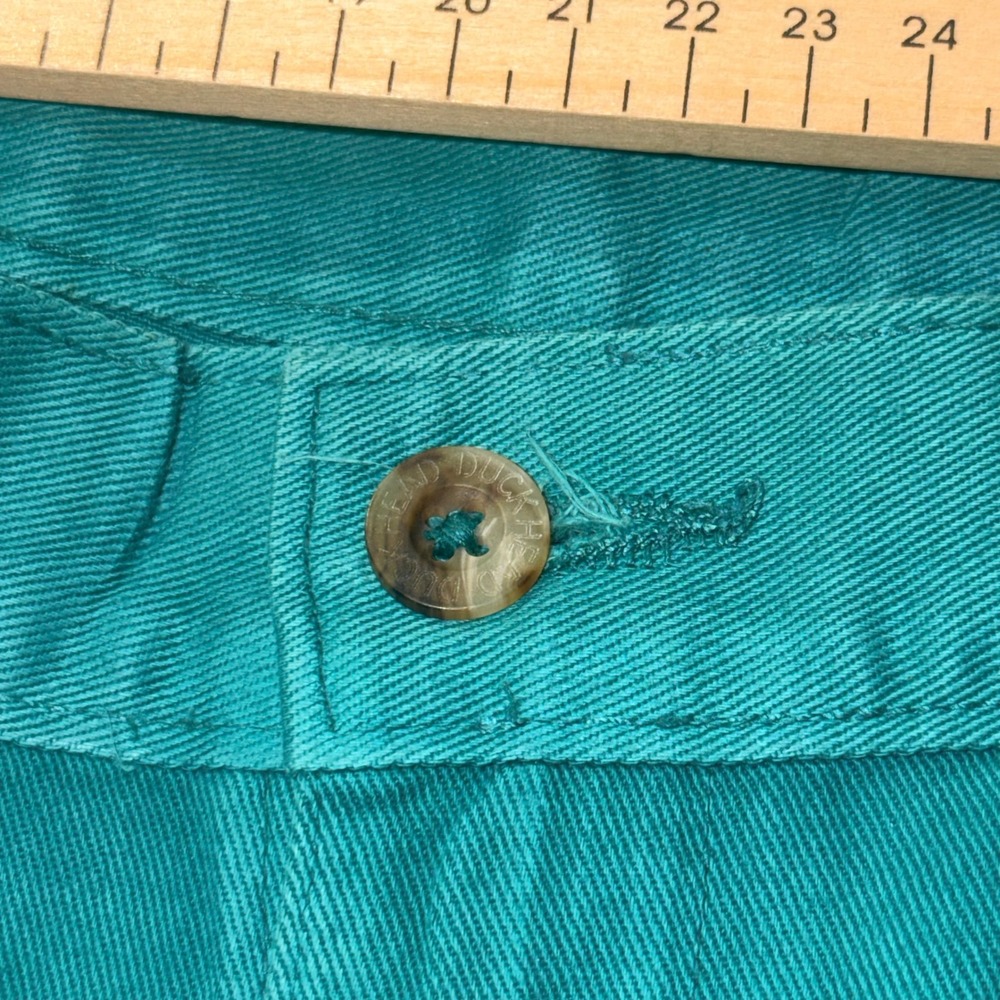 Duck Head Pleated Shorts Mens 33 Teal Green Vintage 100% Cotton Chino Preppy - Picture 3 of 9